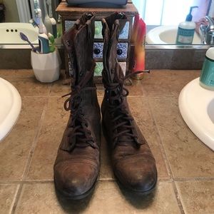 Brown leather Steve Madden combat boots